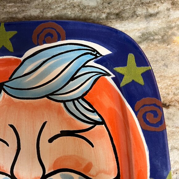Handmade Ceramiche De LAlba Santa Claus Face Ceramic Plate 9" Made in Italy - Picture 2 of 8